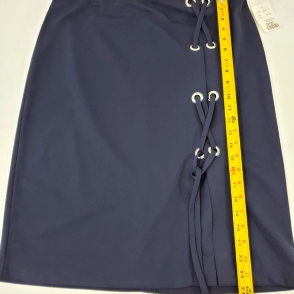 SOHO Apparel - Navy Blue Skirt with Silver Grommet & Ties - Picture 8 of 10